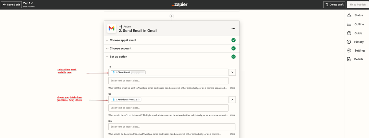 Zapier redesigned email setup variables selection.png