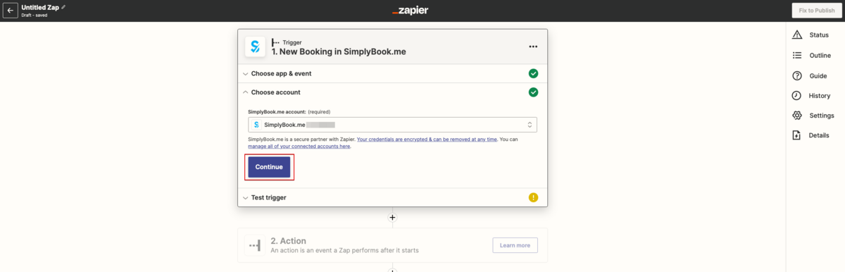 Zapier redesigned continue to test trigger step.png